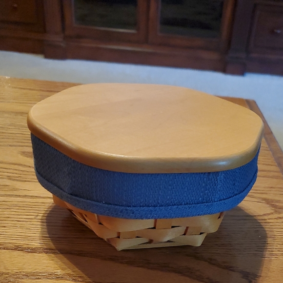 2003 Longaberger Sage Booking Basket Bundle With Liner, Protector & Wood Lid - Picture 2 of 9